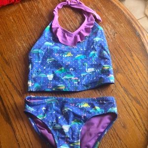Two Piece Bathing Suit with Flamingos